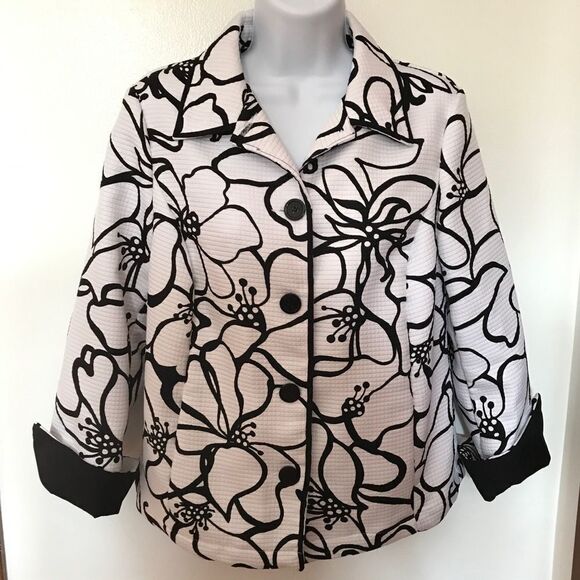TanJay black and white blazer | jacket 8 Petite - Picture 2 of 11